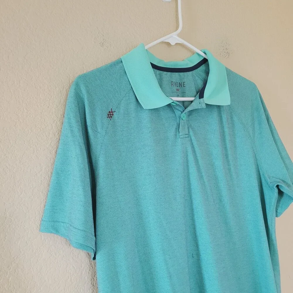 Rhone Polo Shirt Mens Medium Green Delta Pique Golf Performance Stretch Solid